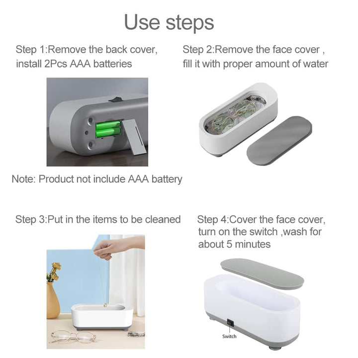 Ultrasonic Cleaner High Frequency Household Mini Portable Ultrasonic Vibration Cleaning Machine
